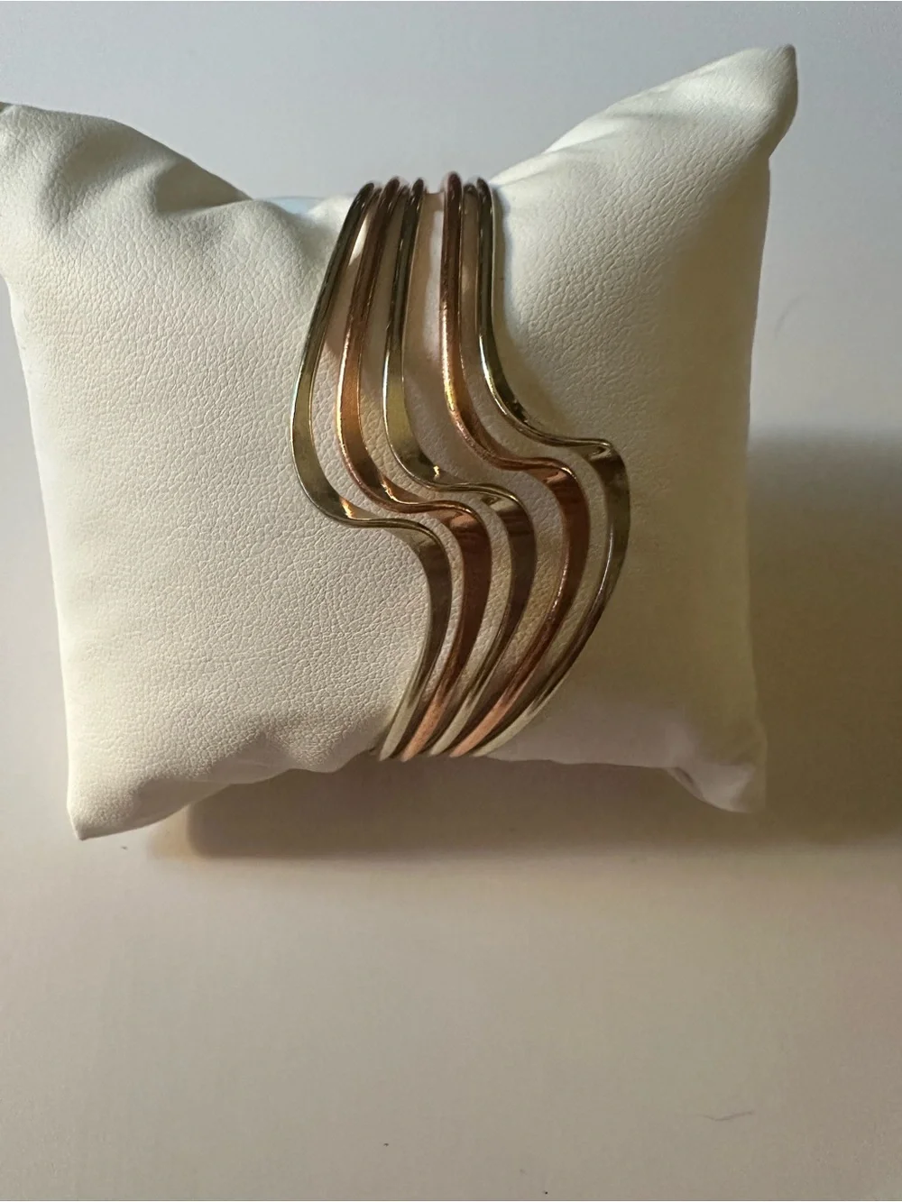 Fashion Jewelry Gold-Tone Layered Wave Open Cuff Bracelet